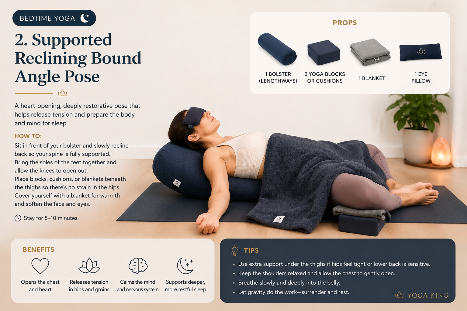 Supported Reclining Bound Angle Yoga Props