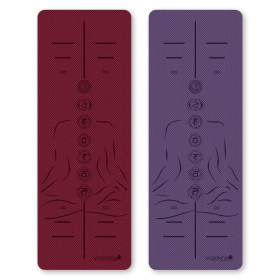 Yoga King Natural Rubber Base with Body Alignment Designed TPE Top Yoga Mat -6mm