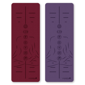 Yoga King Natural Rubber Base with Body Alignment Designed TPE Top Yoga Mat -6mm